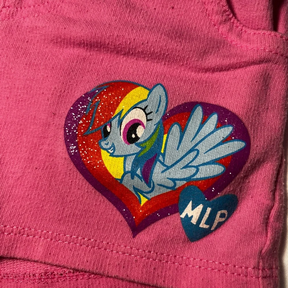 My Little Pony Girls Pink Shorts XS 4/5 Rainbow‎ Dash MLP 2014 Drawstring